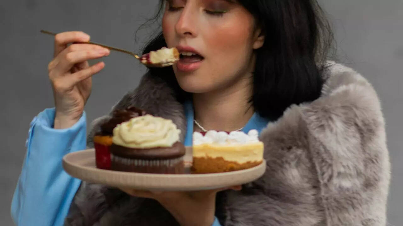 Enjoying desserts and sweets in the evening