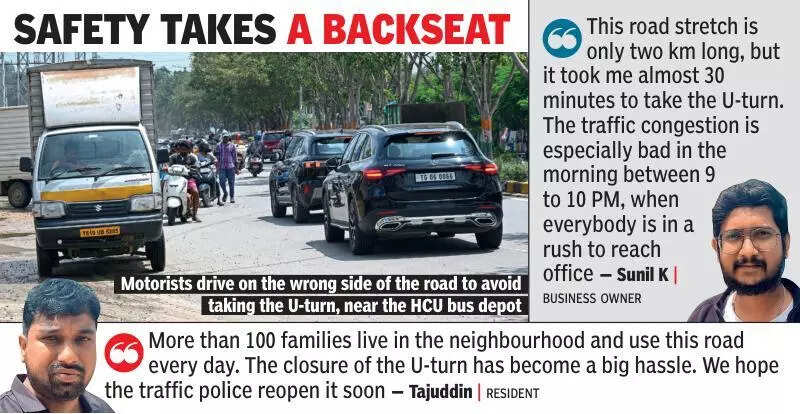 No U-turn, no escape: Residents of Sudarshan Nagar in Hyderabad bemoan HCU road gridlock