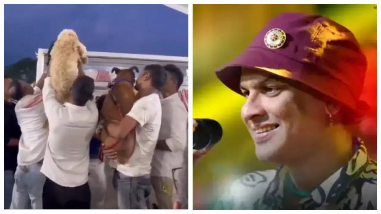 Zubeen Garg's wife brings their dogs to his coffin for final goodbye