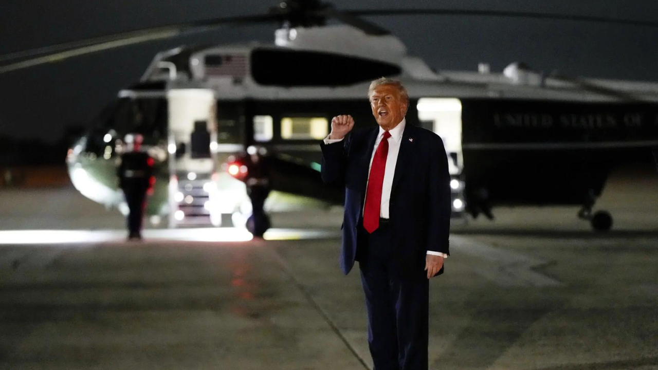 'Risk of an airborne collision': Man charged for pointing laser at Marine One with Donald Trump; detained