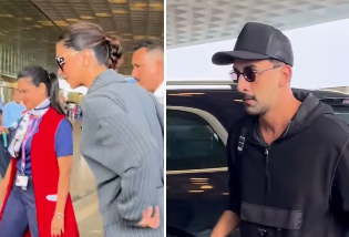 Ranbir and Deepika share a hug at Mumbai airport