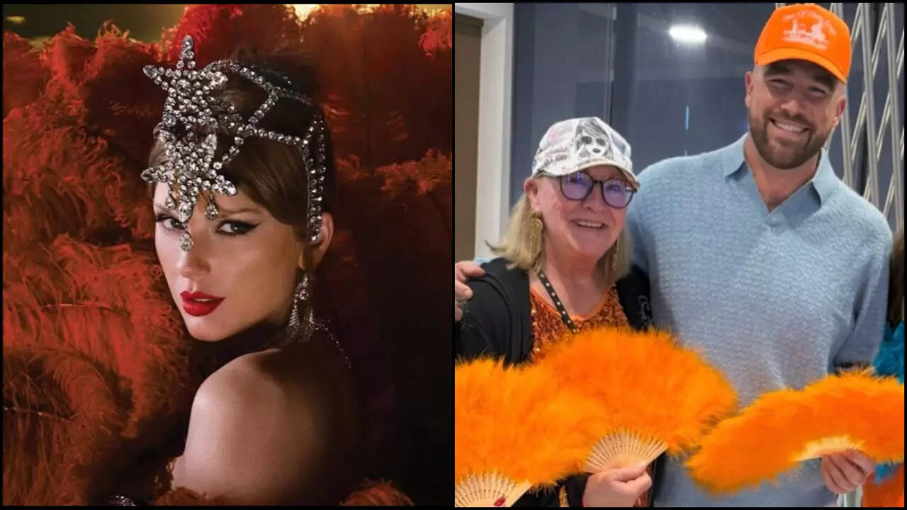 Taylor's fiancé, Travis, celebrates her album with family