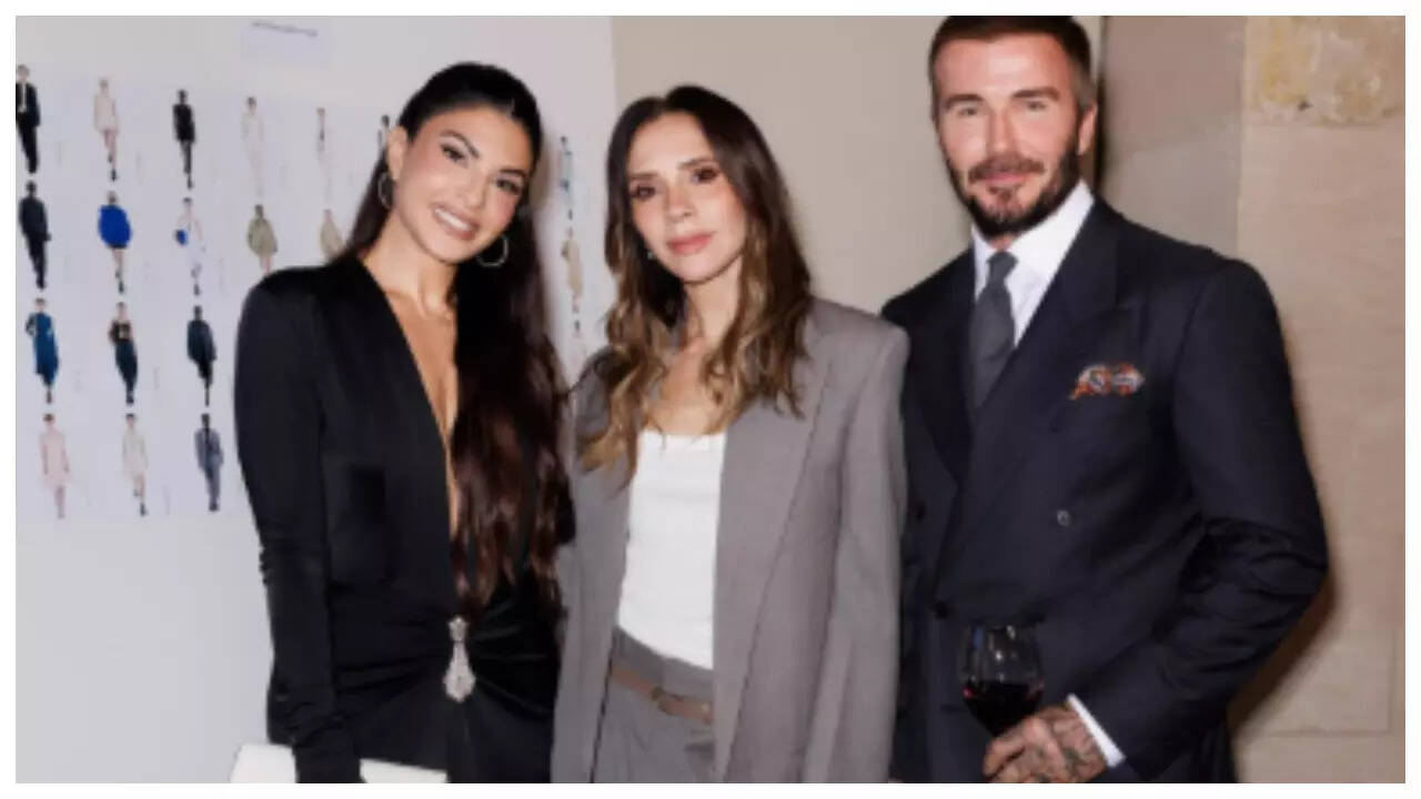 Jacqueline hugs David Beckham, impresses Victoria Beckham