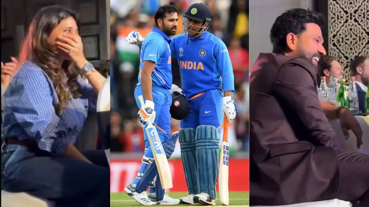 Rohit Sharma, wife burst out laughing at 'MS Dhoni's' mimicry - watch