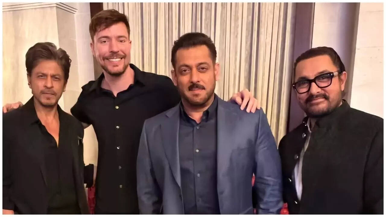 MrBeast poses with SRK, Salman, Aamir; Fans speculate collab