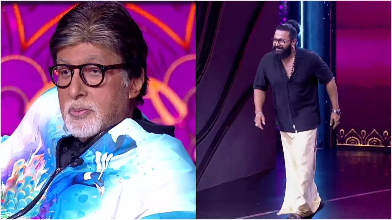Rishab Shetty imitates Rajinikanth's walk in front of Big B