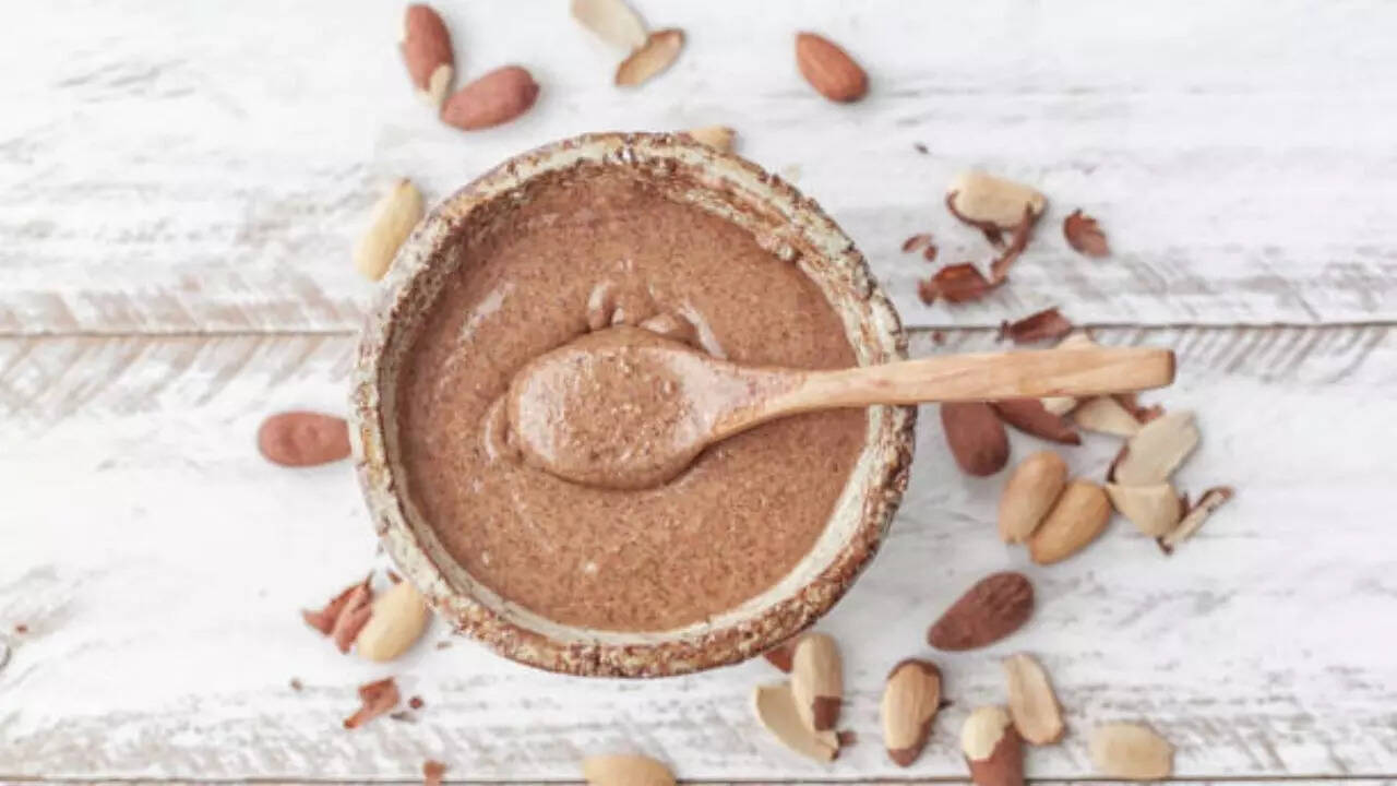 Almond butter is derived by grinding almonds into a smooth paste