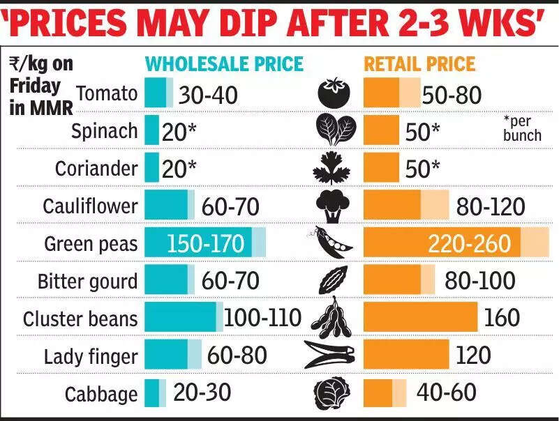 Vegetable rates spike in Mumbai region as extended monsoon causes shortage