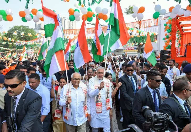 Gujarat chief minister Bhupendra Patel leads Sardar@150 Unity March, urges people to adopt ‘swadeshi’