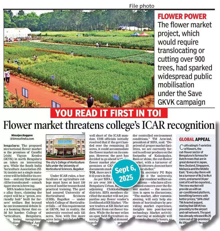 Karnataka government shelves international flower market plan at Gandhi Krishi Vigyan Kendra