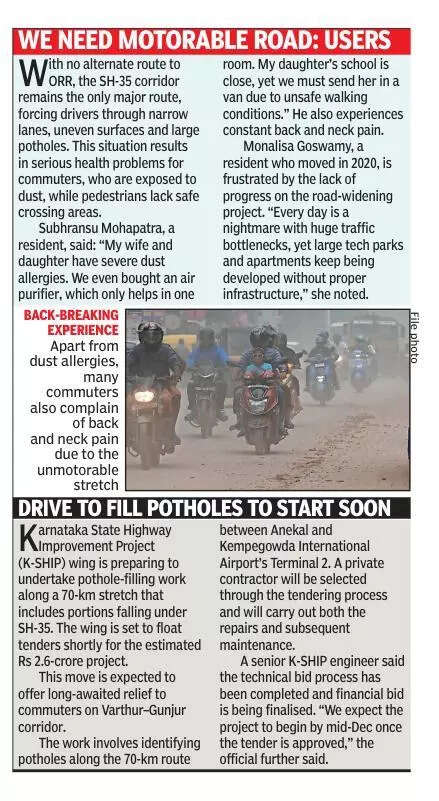 Dust, potholes and traffic jams to plague Varthur–Gunjur stretch in Bengaluru for 2 more years