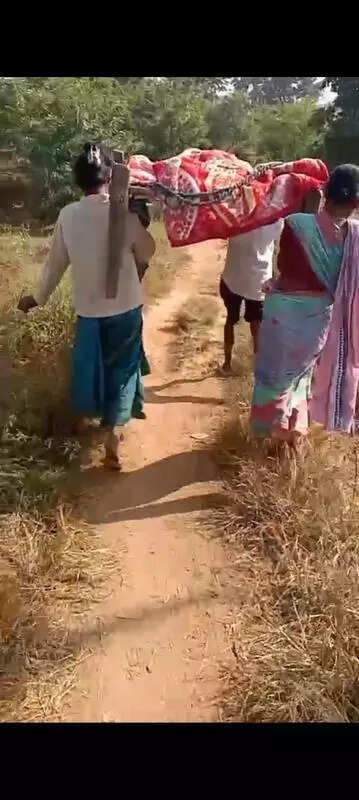 Lack of road forces patient’s 2km trek on cot to ambulance