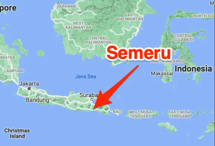 Location of Mount Semeru volcano