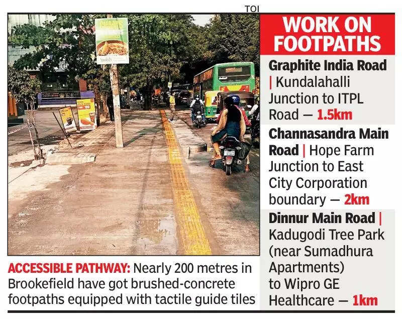 Inclusive steps: Bengaluru’s IT corridor upgrades footpaths with tactile guide tiles