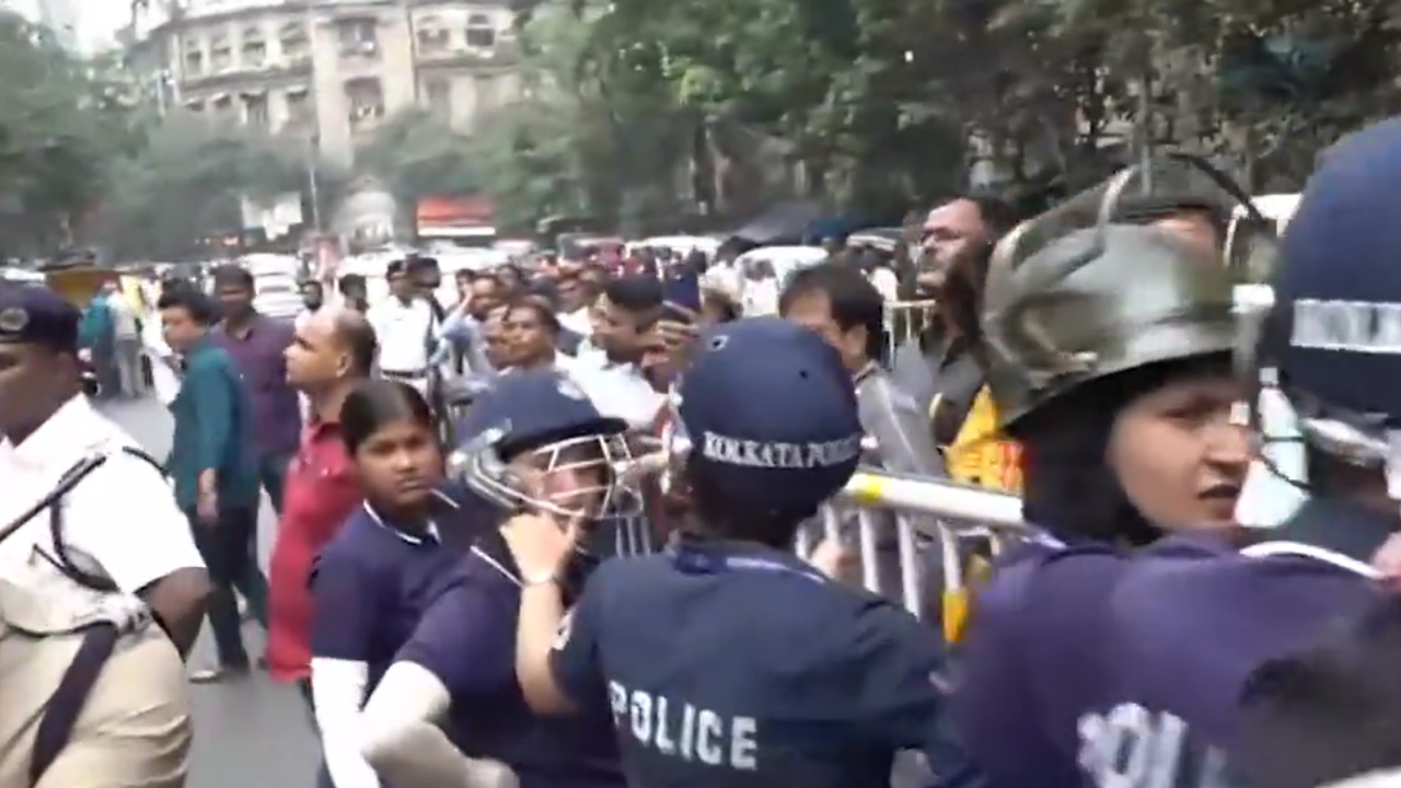 Bengal BLO protest: Protesters break barricades outside Kolkata CEO office as BJP delegation arrives
