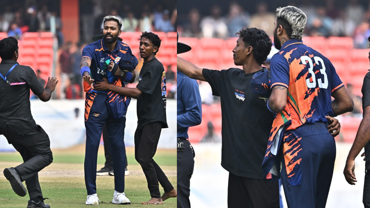 Pandya’s blazing 77* powers Baroda to record chase; fan breaks security cordon - watch
