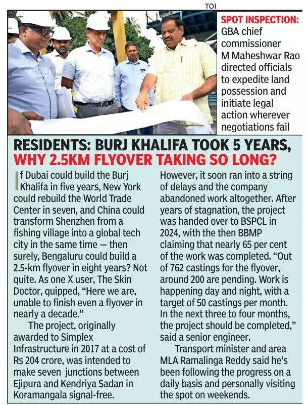 Ejipura flyover gets new deadline of June 2026 as citizens fume over delay