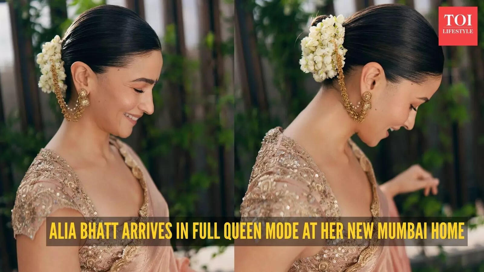 Alia Bhatt’s Mumbai griha pravesh shines with her Manish Malhotra tissue silk saree