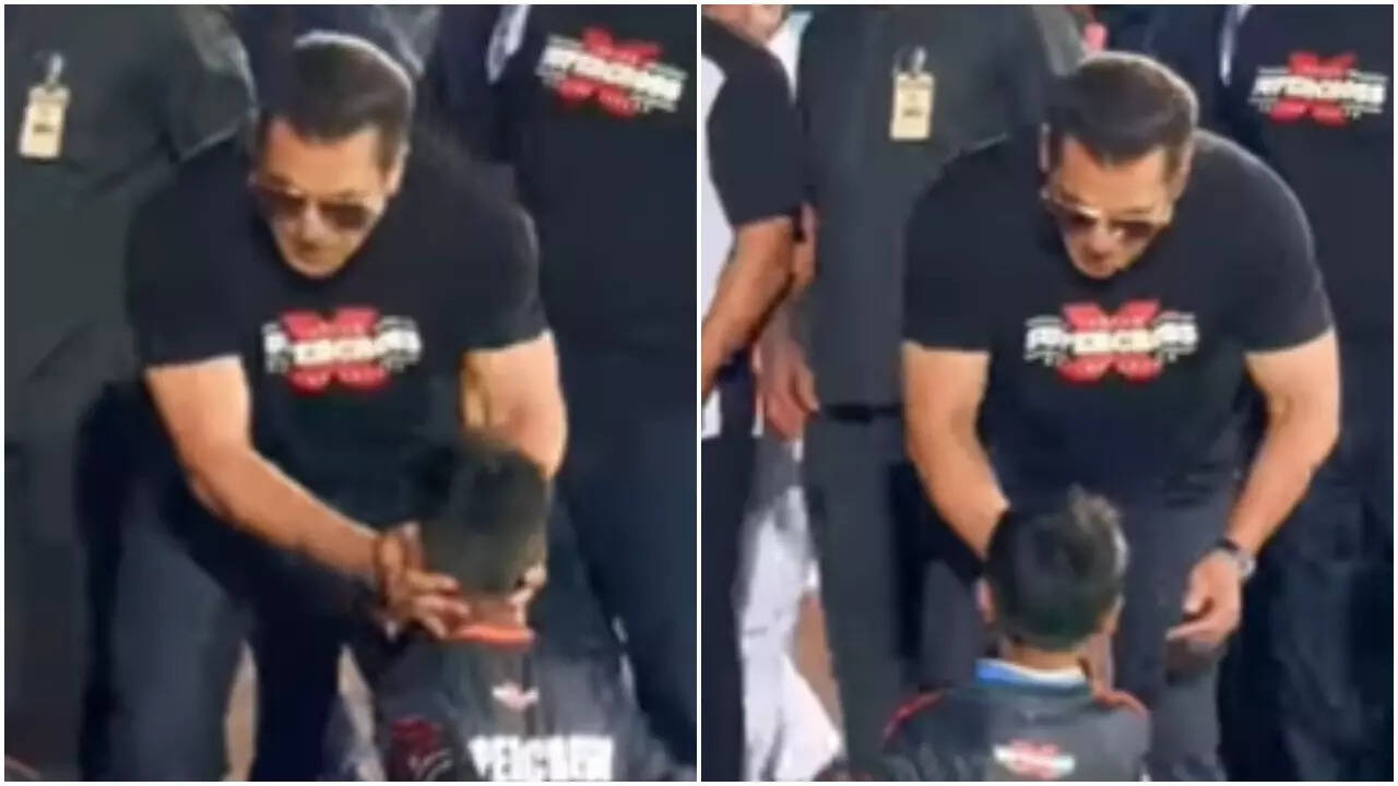 Salman warmly blesses young fans at Hyderabad event
