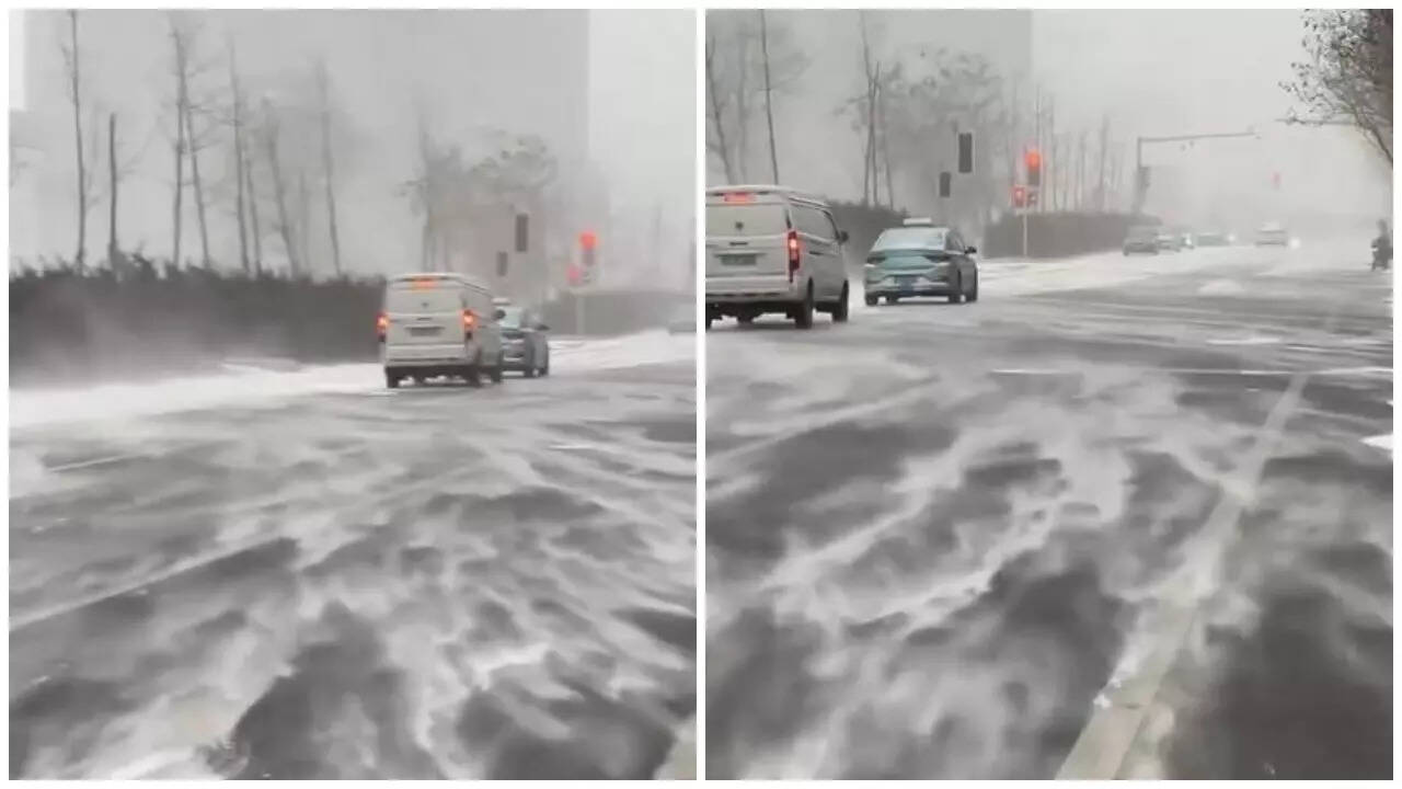 Watch: December blizzard in China goes viral for snow-globe streets and whirling powder