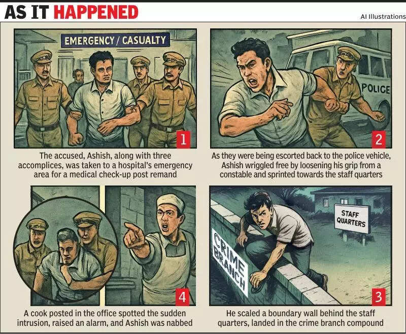 Suspect flees hospital, but jumps straight into Gurgaon’s crime branch office