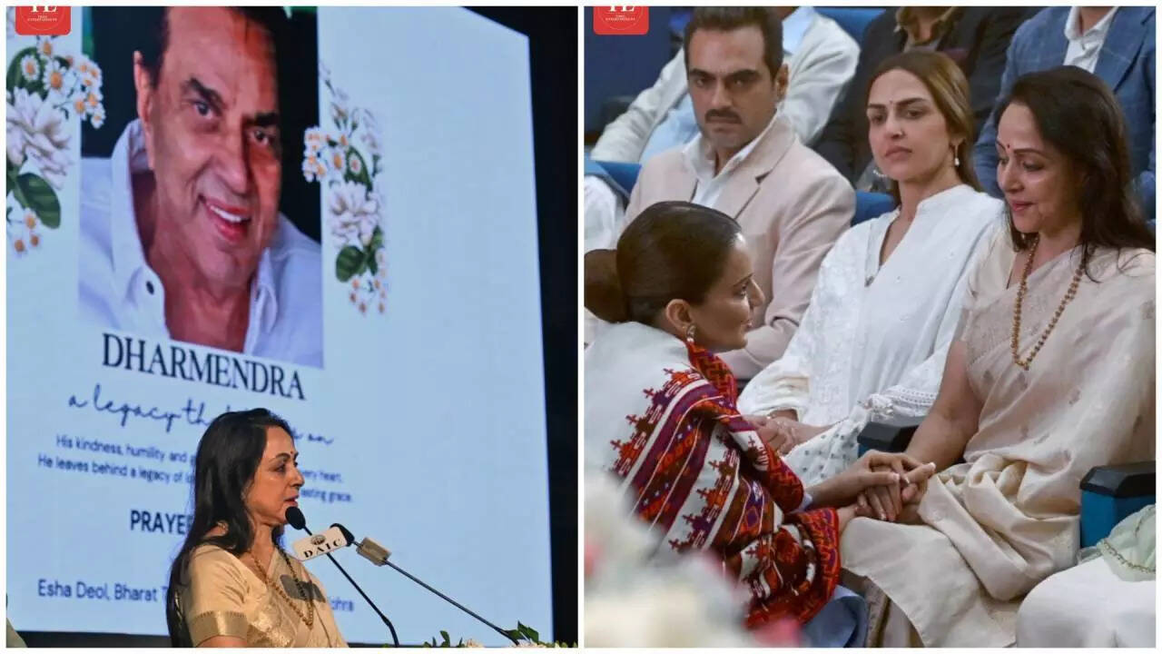 Hema Malini breaks down remembering Dharmendra at prayer meet