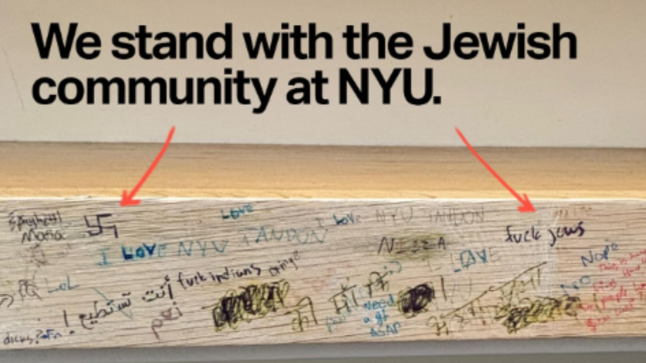 ‘Alarming’: Antisemitic, anti-Indian graffiti found inside NYU library; probe under way