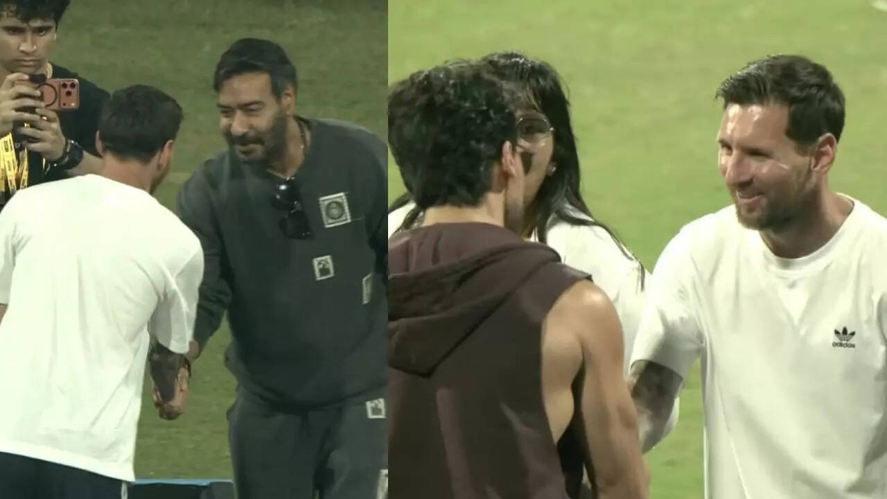 Ajay Devgn with son Yug, Tiger Shroff meet Lionel Messi