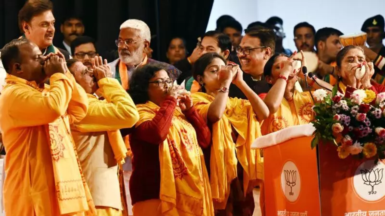 Drums, conch shells and saffron flags: 7-time MP Pankaj Chaudhary takes UP BJP charge; party signals social inclusivity