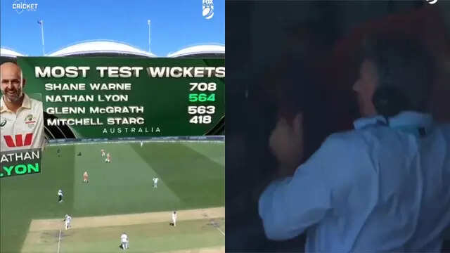 Watch: McGrath 'pretends' to throw a chair as Lyon spins past him