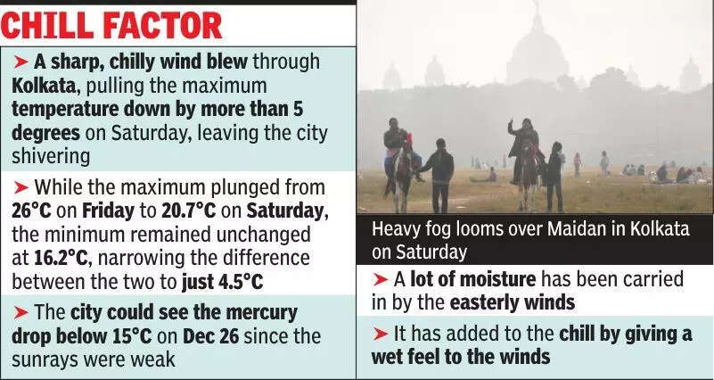 Max temperature plunges 6° to 20°C, makes Kolkata shiver through the day