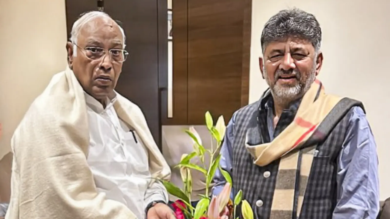 'Abiding by high command's decision': Shivakumar on Karnataka CM row; meets Congress president Kharge