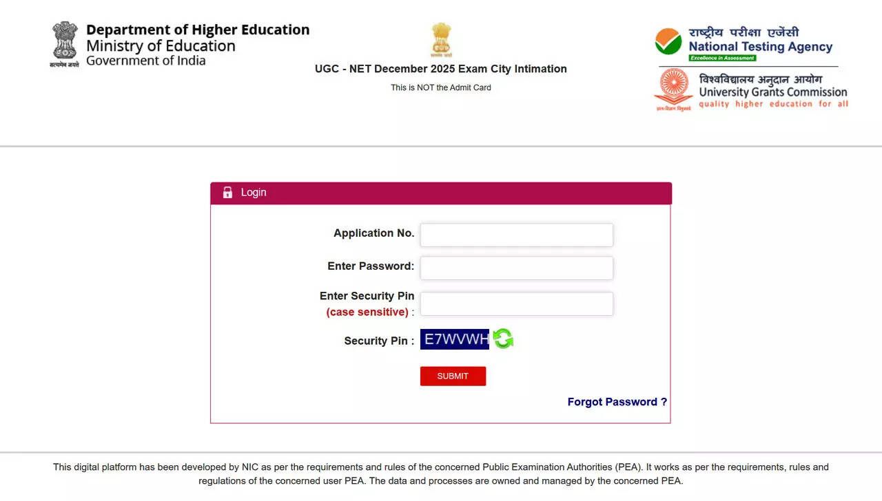 UGC NET December 2025 city intimation slip: NTA issues important notice; details here