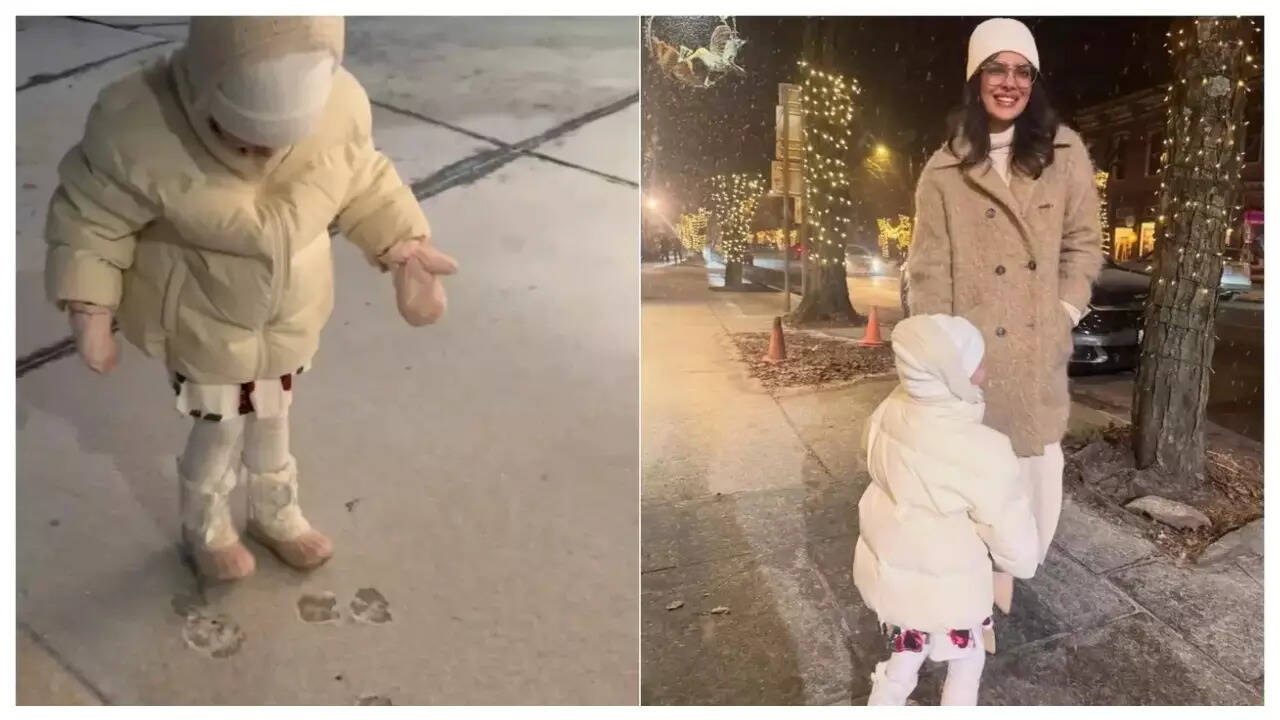 Priyanka's daughter gets excited on seeing her footprints in snow