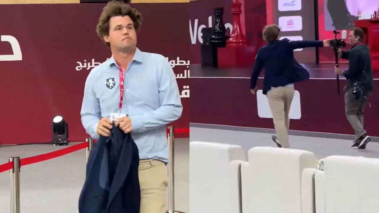 Magnus Carlsen loses cool after defeat to Artemiev, pushes cameraman - Watch