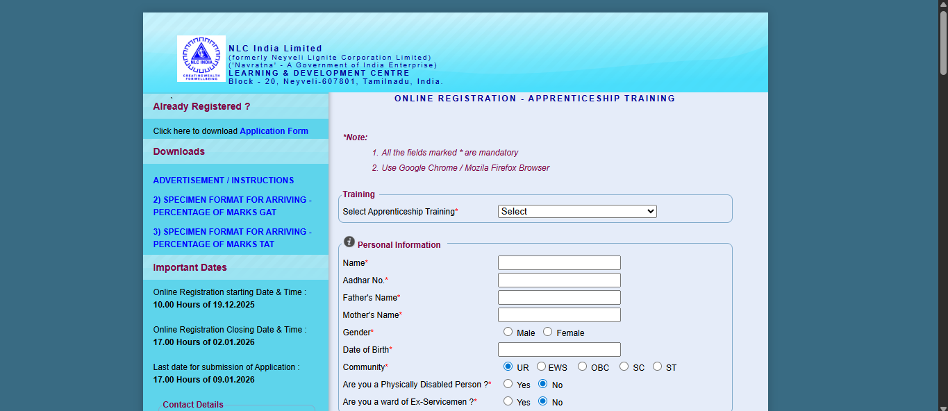 NLC Apprentice recruitment 2025: Registration window closes soon for 575 posts; check eligibility and direct link to apply
