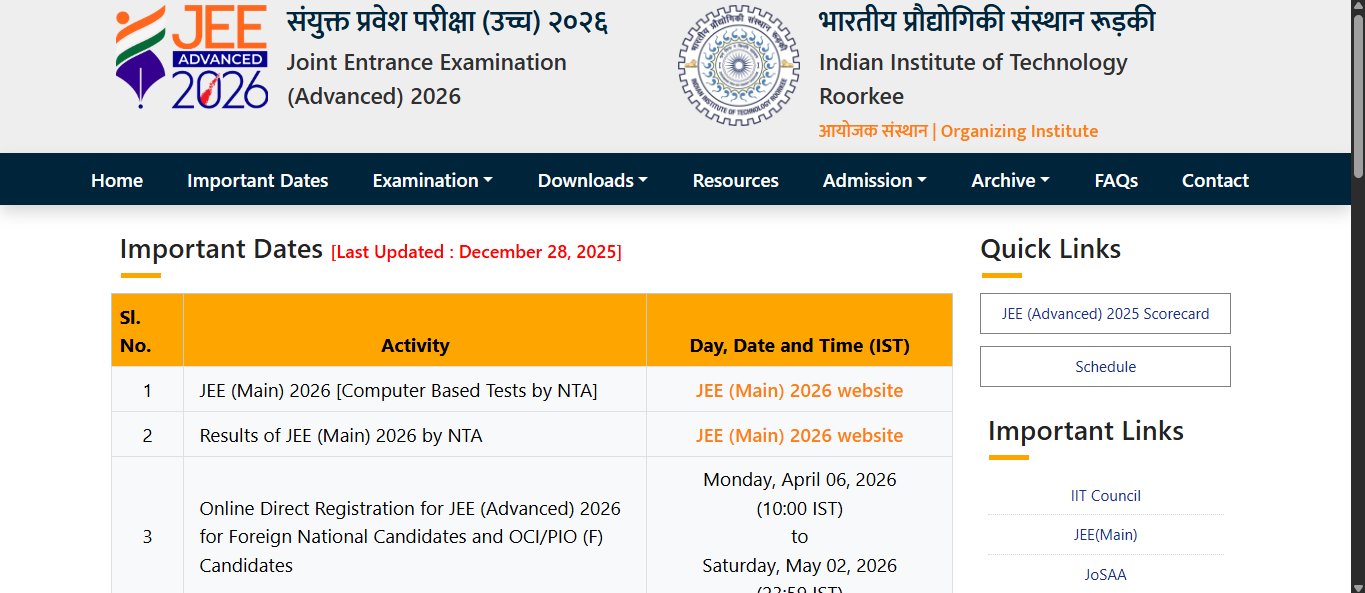 JEE Advanced 2026 registration dates announced: Check complete schedule and key details here