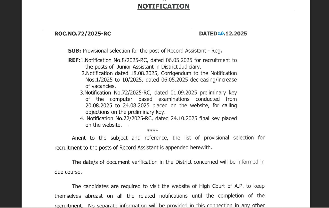 AP High Court result 2025 result released at apch.gov.in: Direct link to download here