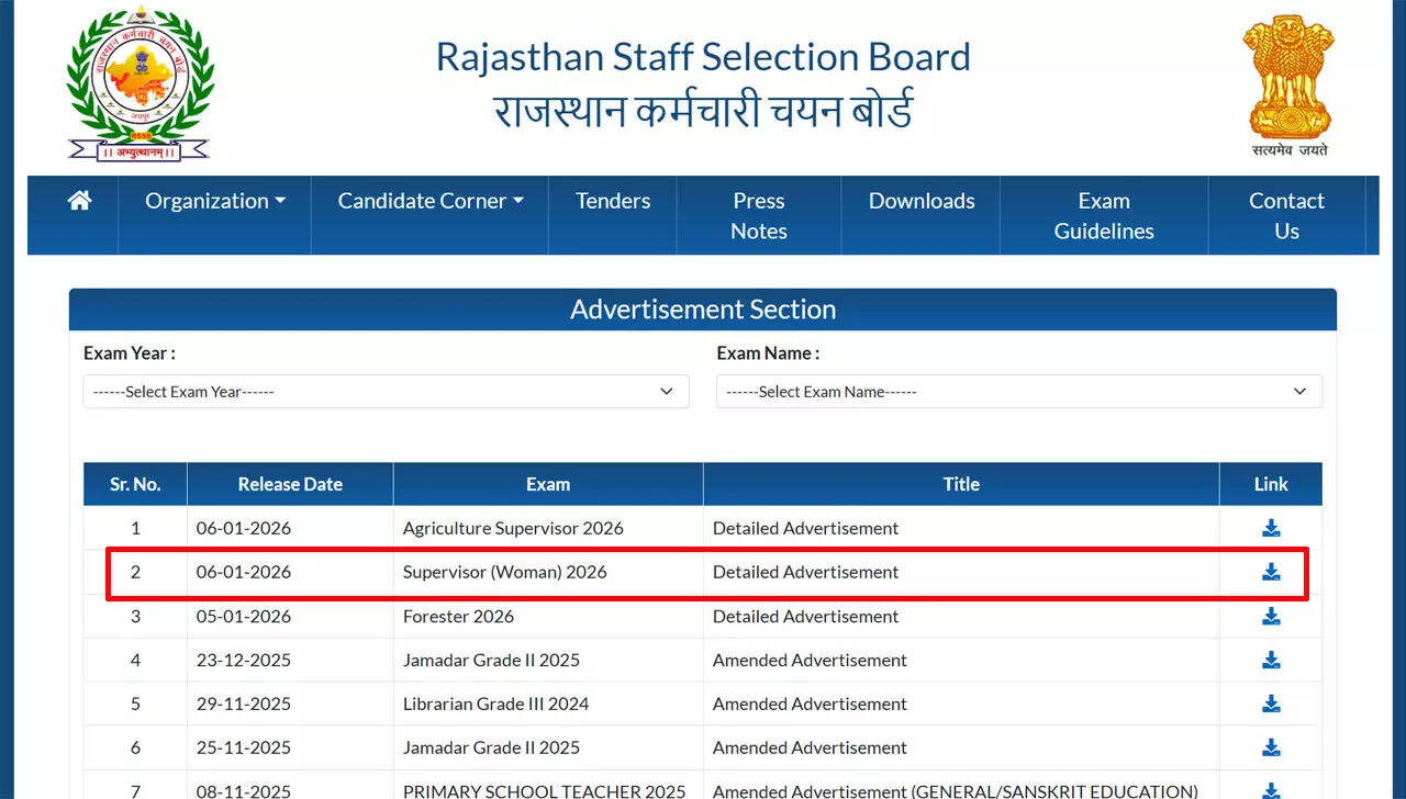 RSSB Rajasthan Female Supervisor Recruitment 2026 notification released at rssb.rajasthan.gov.in; apply here