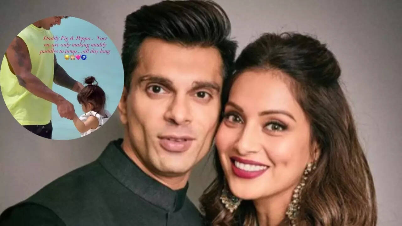 'Daddy Pig &amp; Peppa': Bipasha captures Karan and Devi