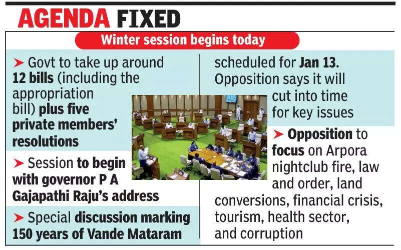 Goa govt to face 178 starred, 553 unstarred questions in 5-day state assembly session