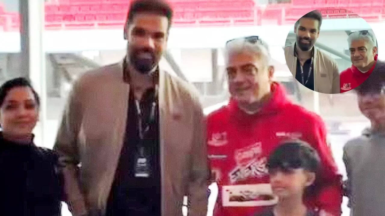 Sathyaraj's son Sibi Sathyaraj meets Ajith Kumar at Dubai