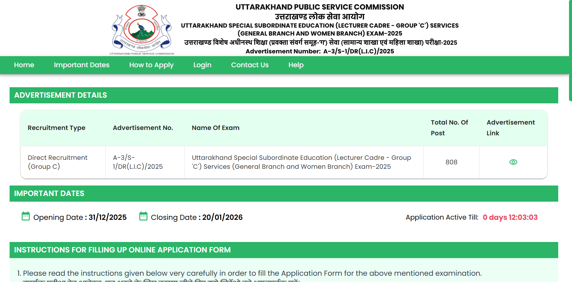 UKPSC recruitment 2026: Registration window closes today for 808 Lecturer posts; direct link to apply here