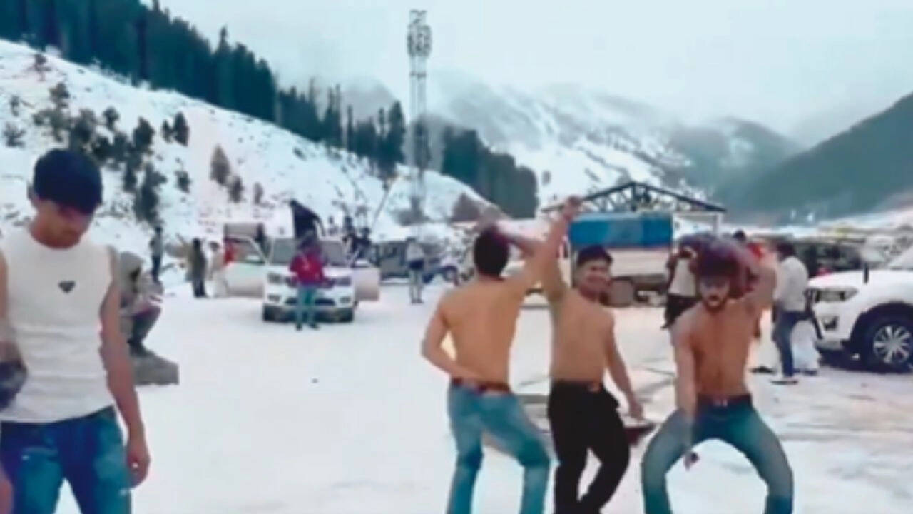 Watch: Outrage over half-naked men waving hookahs in Sonmarg; dancing to ‘Jaata Ka Chhora’