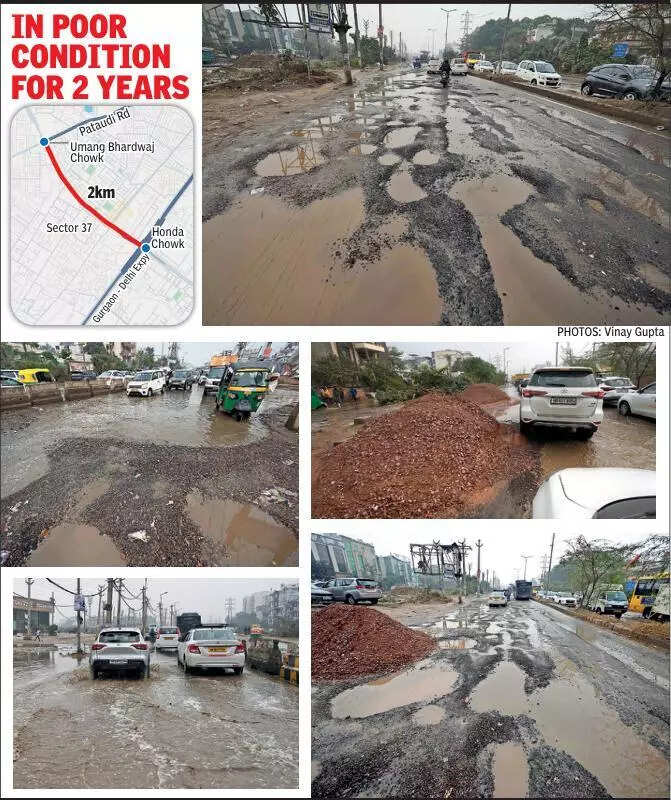Now riddled with craters, repairs on Hero Honda Chowk-Umang Bharadwaj Chowk link to begin in a week