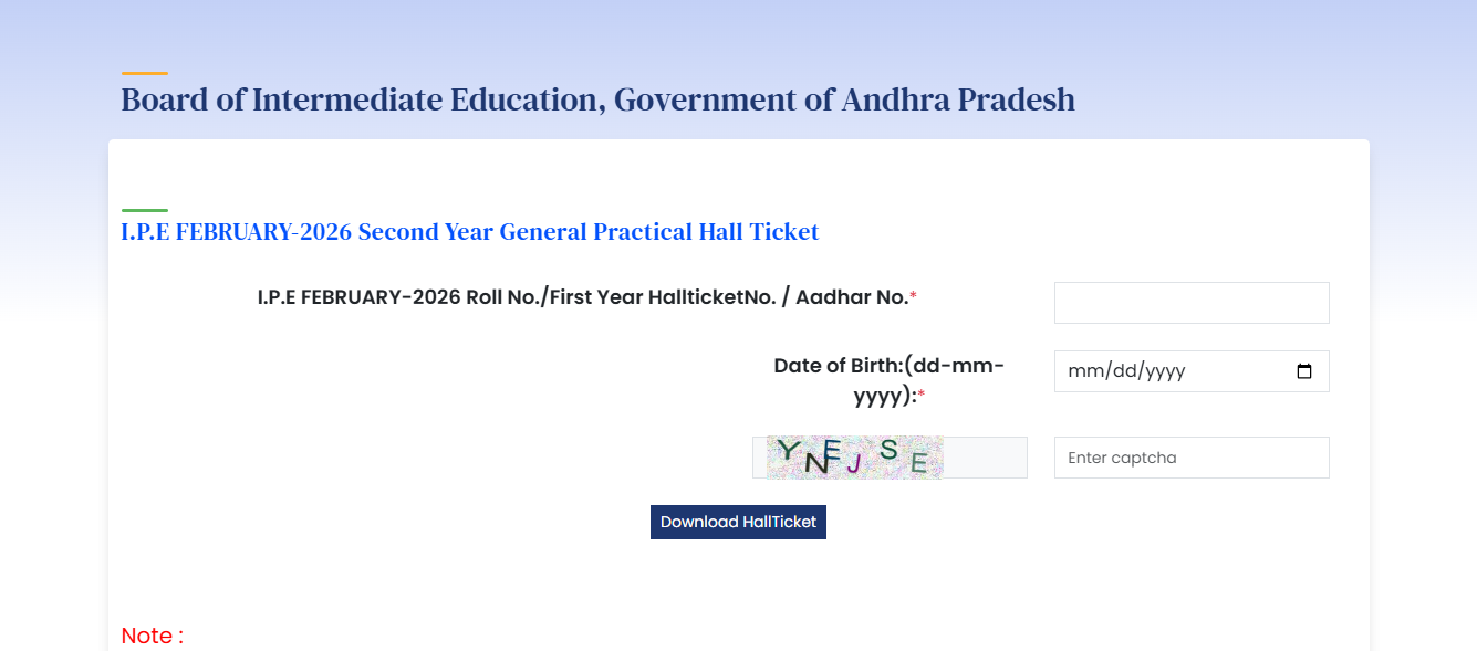 AP Intermediate Hall Ticket 2026 released for practical exams: Direct link to download here