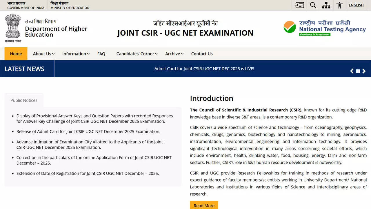 CSIR NET December 2025 result soon: NTA to release scorecards, final answer keys and cut-offs at csirnet.nta.ac.in