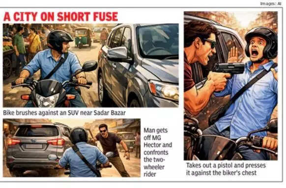 SUV driver blocks biker, places pistol on his chest in Gurgaon road rage