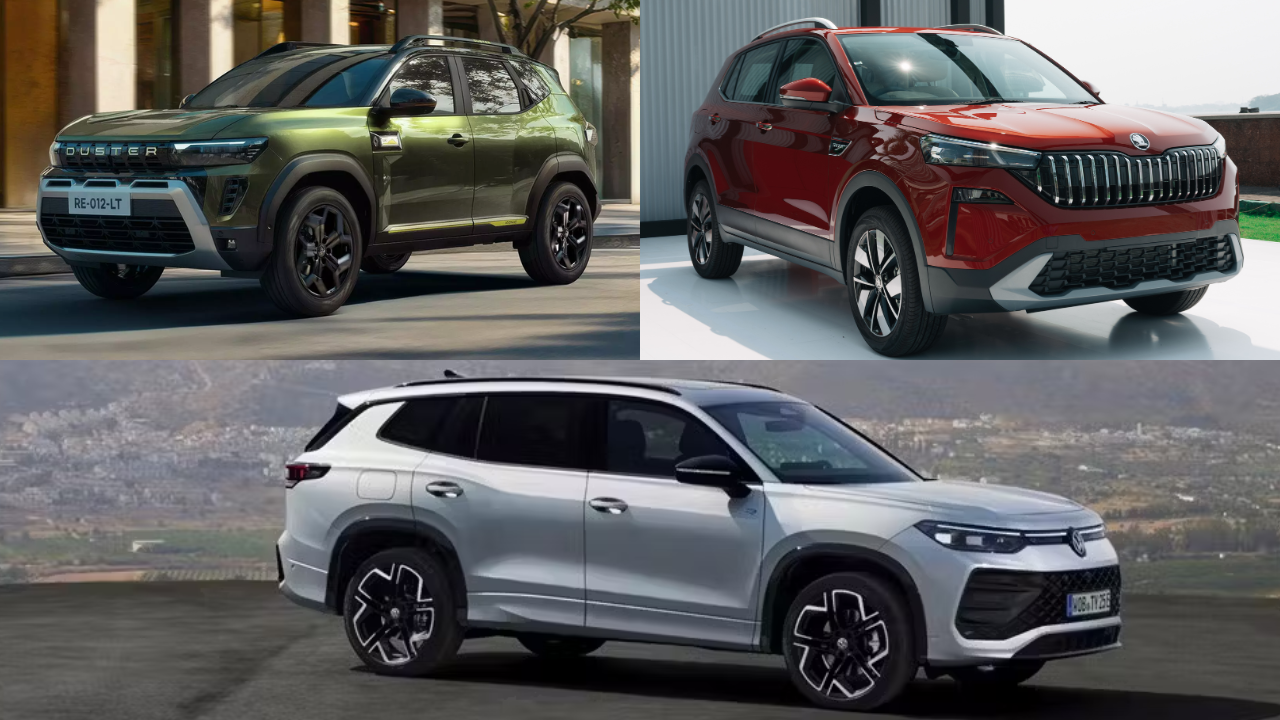 Volkswagen Tayron R-line vs Skoda Kushaq vs Renault Duster: Specs, features compared