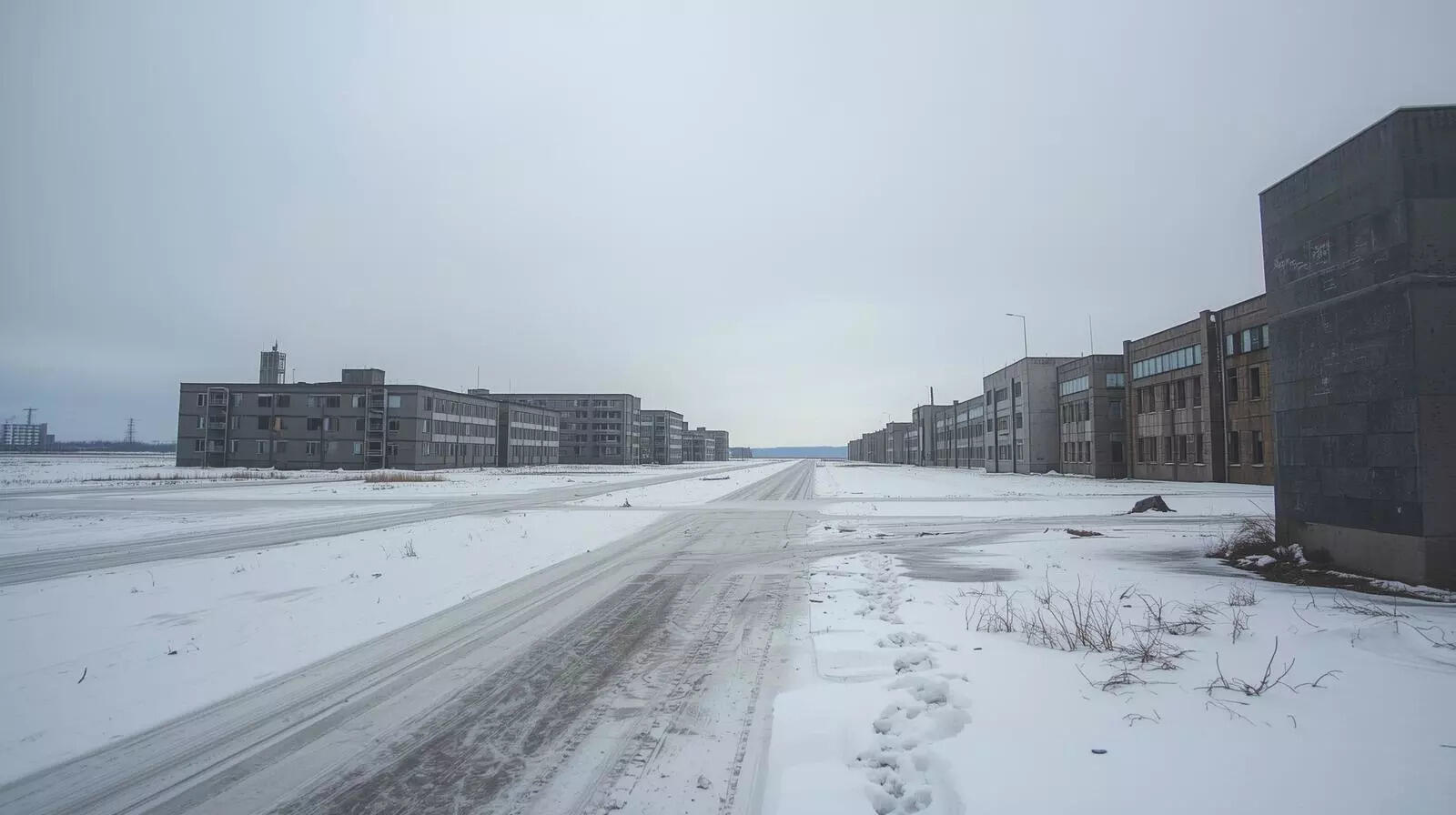 This abandoned Soviet ghost town sits frozen at the edge of the Arctic